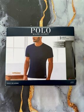 Polo Ralph Lauren 3 Pack Slim Fit Cotton Crew T-Shirts Black Red Pony M